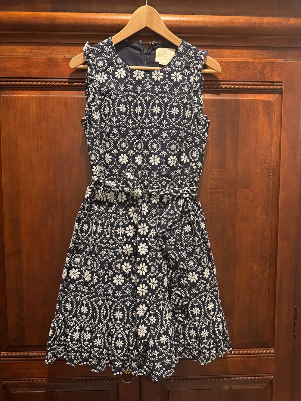 kate spade Navy Dress with White Floral Eyelet Embroidery